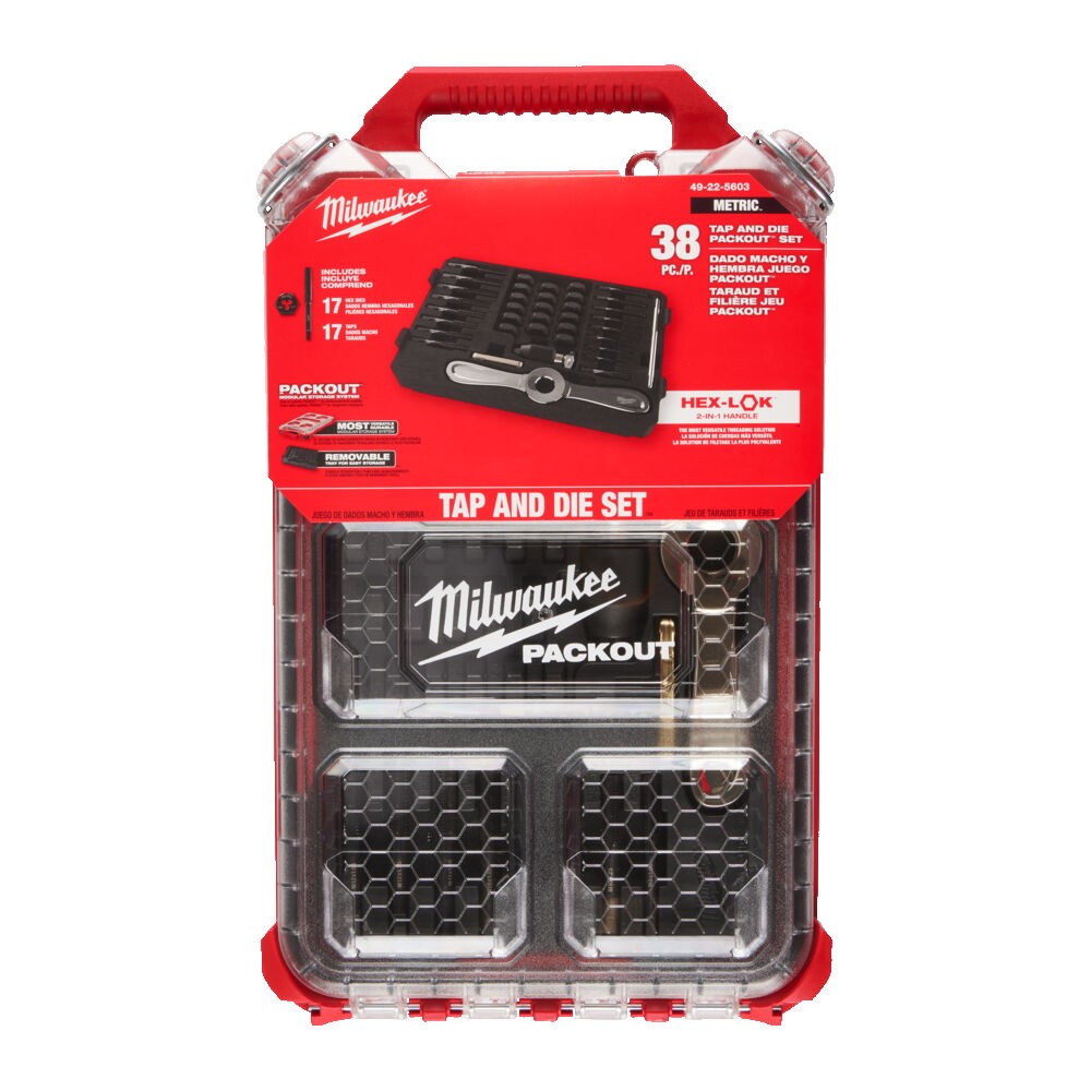 MILWAUKEE ZESTAW GWINTOWNIKÓW I NARZYNEK PACKOUT Z UCHWYTEM HEX-LOK 2 W 1