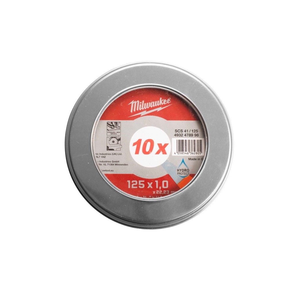 MILWAUKEE TARCZE CIENKIE DO CIĘCIA METALU PRO+ 125x1,0x22,23MM- 10 SZT.