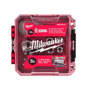 MILWAUKEE KOMPAKTOWY ZESTAW BITÓW NASADEK I GRZECHOTKI 1/4"- 25 SZT.