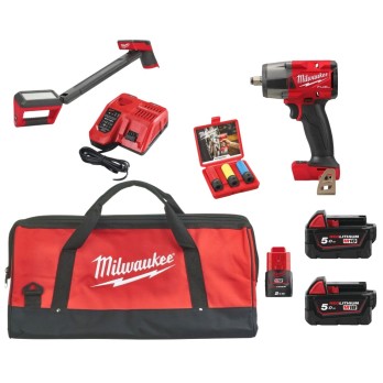 MILWAUKEE ZESTAW ELEKTRONARZĘDZI M18 FPP2BH-523B - M 18FMTIW2F + M 12UCL + 2x M18B5 + M12B2 + M 12-18fc + nasadki alu + torba