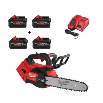 OFERTA PROMOCYJNA MILWAUKEE PILARKA ŁAŃCUCHOWA Z GÓRNYM UCHWYTEM 30CM M18 FTHCHS30-802 + 2x 8.0Ah FORGE