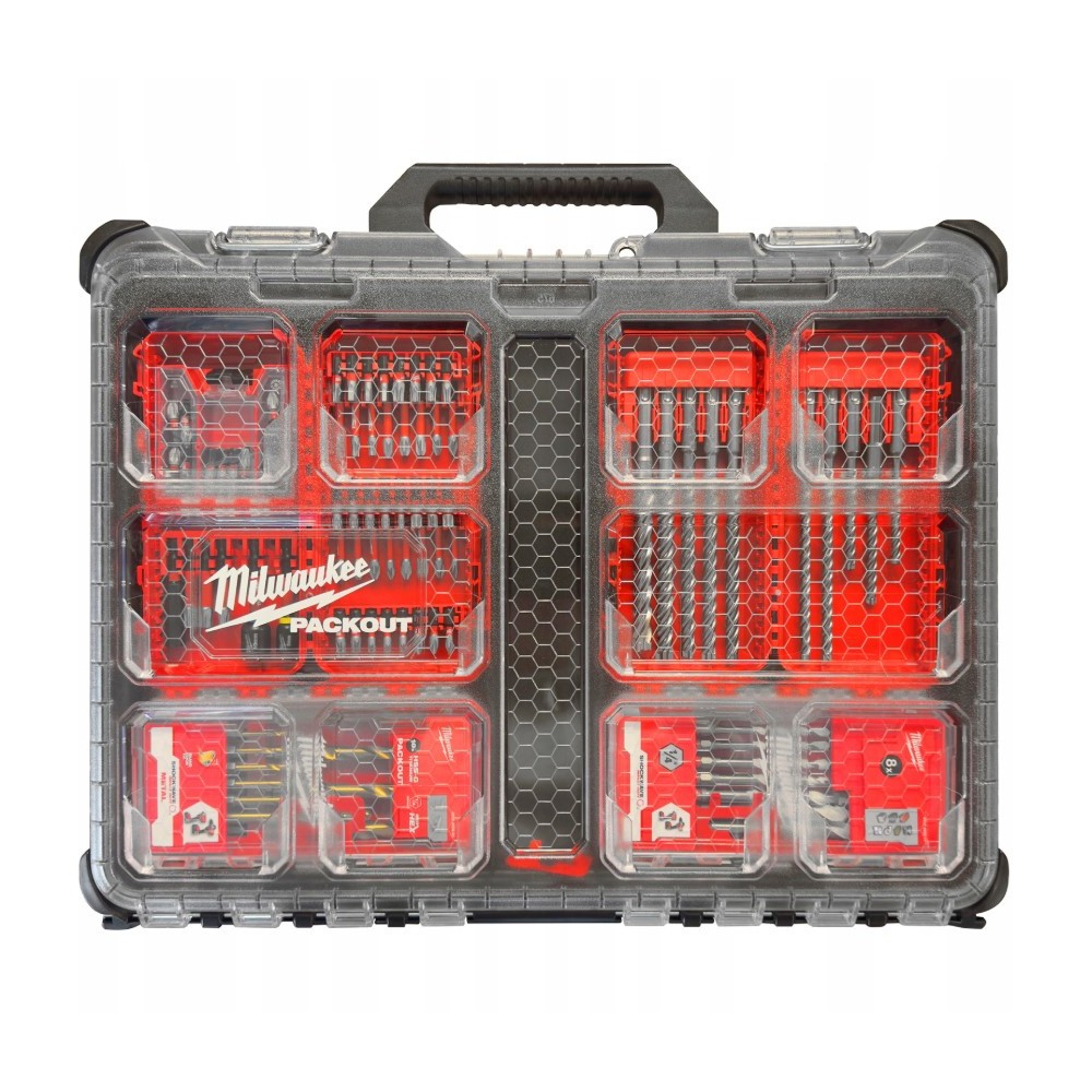 MILWAUKEE ZESTAW BITÓW I WIERTEŁ PACKOUT- 98 ELEMENTÓW