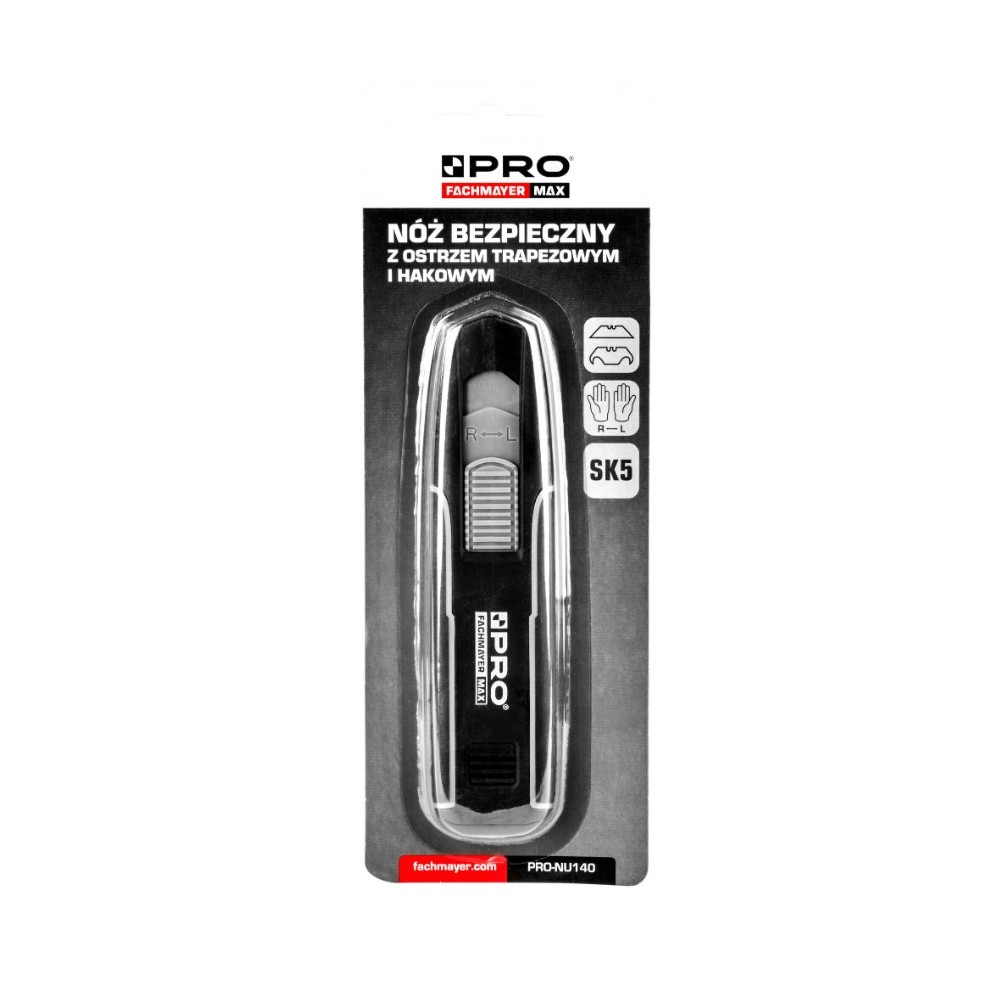PRO NÓŻ BEZPIECZNY Z OSTRZEM TRAPEZOWYM I HAKOWYM PRO-NU140