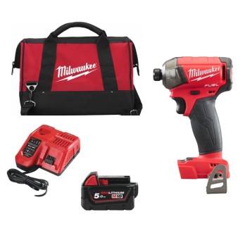 MILWAUKEE ZAKRĘTARKA UDAROWA 1/4" HEX ZESTAW M18 FQID-501B