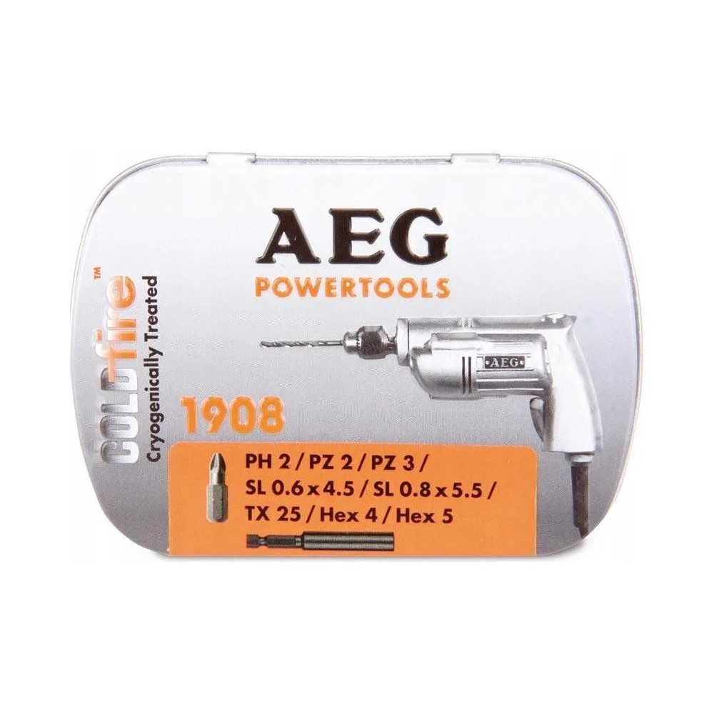 AEG ZESTAW BITÓW RETRO W METALOWEJ KASETCE- 9 ELEMENTÓW