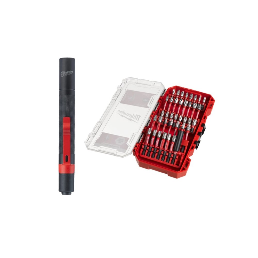 MILWAUKEE ZESTAW LATARKA RĘCZNA LED BITY W KASETCE- 39 SZT. TORBA, TERMOS PREZENT NA ŚWIĘTA