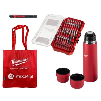 MILWAUKEE ZESTAW LATARKA RĘCZNA LED BITY W KASETCE- 39 SZT. TORBA, TERMOS PREZENT NA ŚWIĘTA