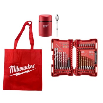 MILWAUKEE ZESTAW BITÓW UDAROWYCH I WIERTEŁ- 39 ELEMENTÓW TORBA, TERMOS PREZENT NA ŚWIĘTA