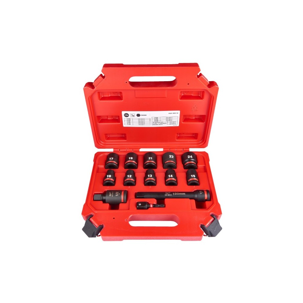 MILWAUKEE ZESTAW KRÓTKICH NASADEK UDAROWYCH 1/2"- 11 SZT.