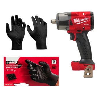 MILWAUKEE PRO ZESTAW KLUCZ UDAROWY 1/2" M18 FMTIW2F12-0 RĘKAWICE NITRYLOWE- 50 SZT.