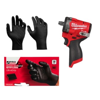 MILWAUKEE KLUCZ UDAROWY 1/2" M12 FCIWF12G3-0 RĘKAWICE NITRYLOWE- 50 SZT.