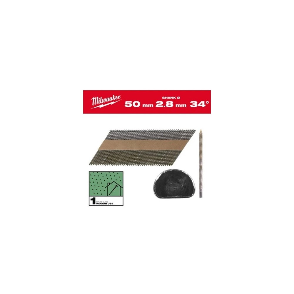 MILWAUKEE GWOŹDZIE PIERŚCIENIOWE DO M18 FFN, 2,8x50 MM 34°- 2,200 SZT.