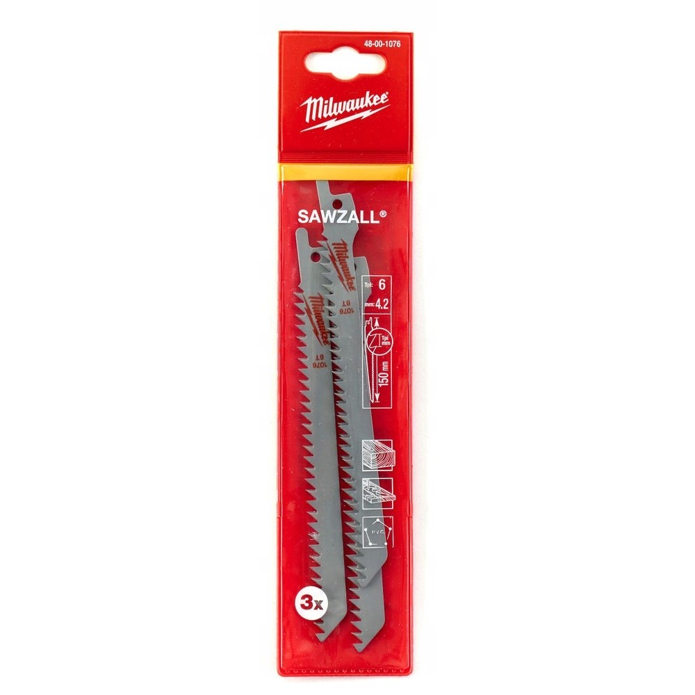MILWAUKEE BRZESZCZOT DO DREWNA I PLASTIKU 150x 6 TPI -3 SZT.