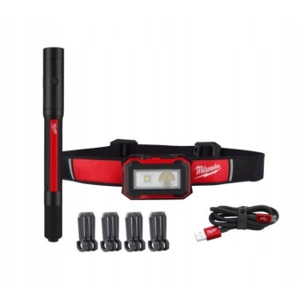 MILWAUKEE ZESTAW LATARKA CZOŁOWA CZOŁÓWKA RĘCZNA IR HLPL ELMIX