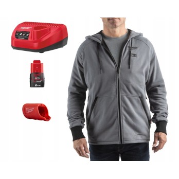 MILWAUKEE MĘSKA SZARA BLUZA PODGRZEWANA KAPTUR M12 HHGREY4-NRG