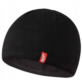 MILWAUKEE ZESTAW CZARNA CZAPKA BNI ZIMOWA LOGO SZARY KOMIN MASKA