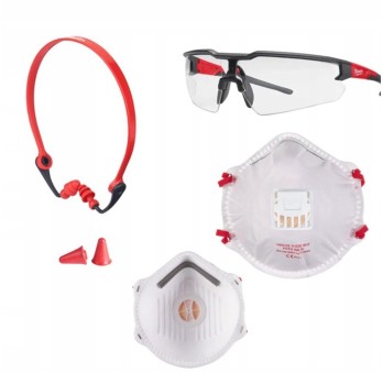 MILWAUKEE OKULARY ZATYCZKI MASKA FFP2 10 SZT. ZESTAW