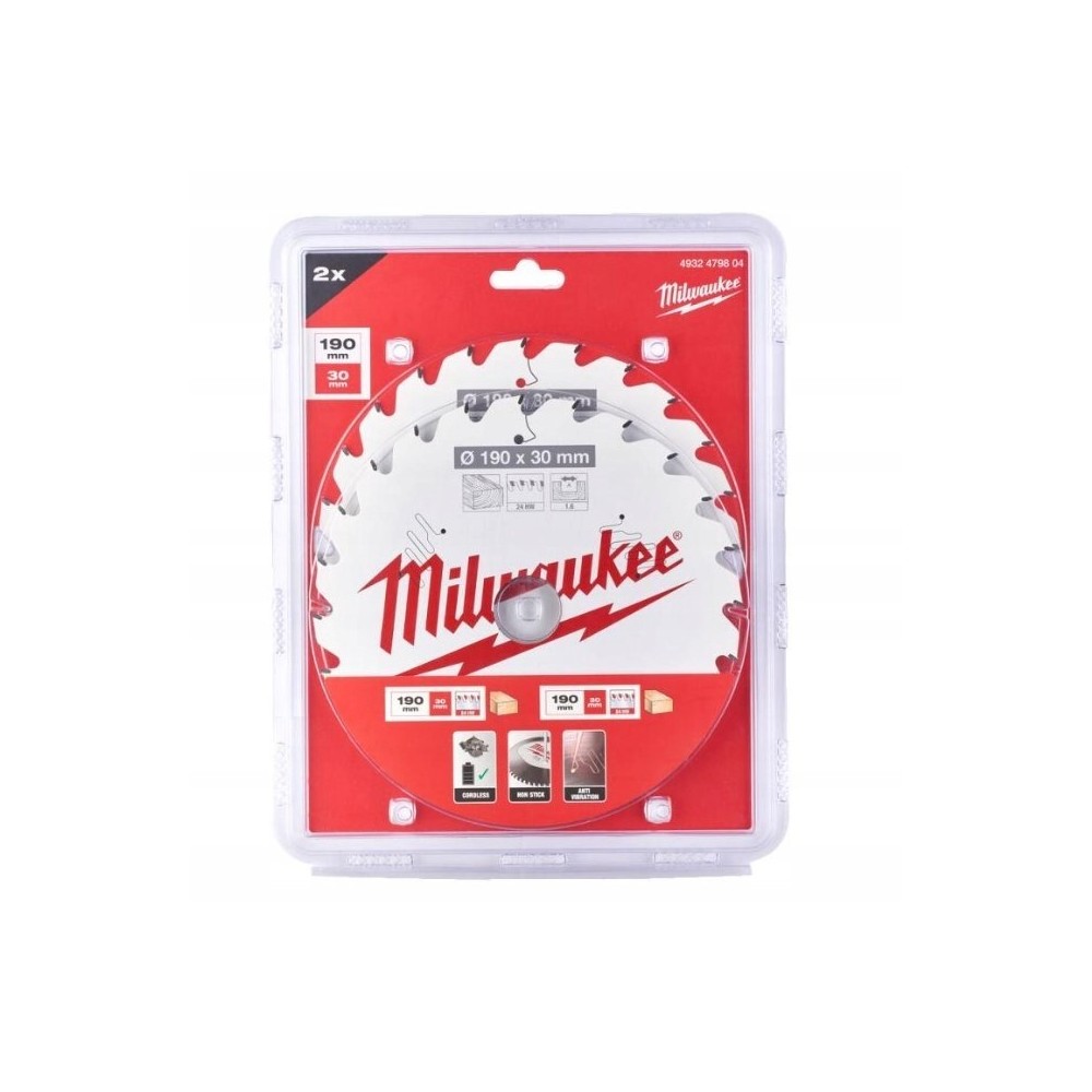 MILWAUKEE TARCZE DO DREWNA 165MMx5\8" 2SZT 24