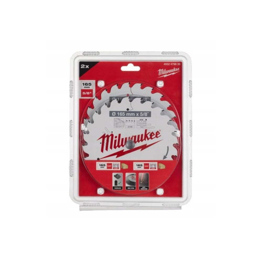MILWAUKEE TARCZE DO DREWNA 165MM x 5\8"- 2 SZT.