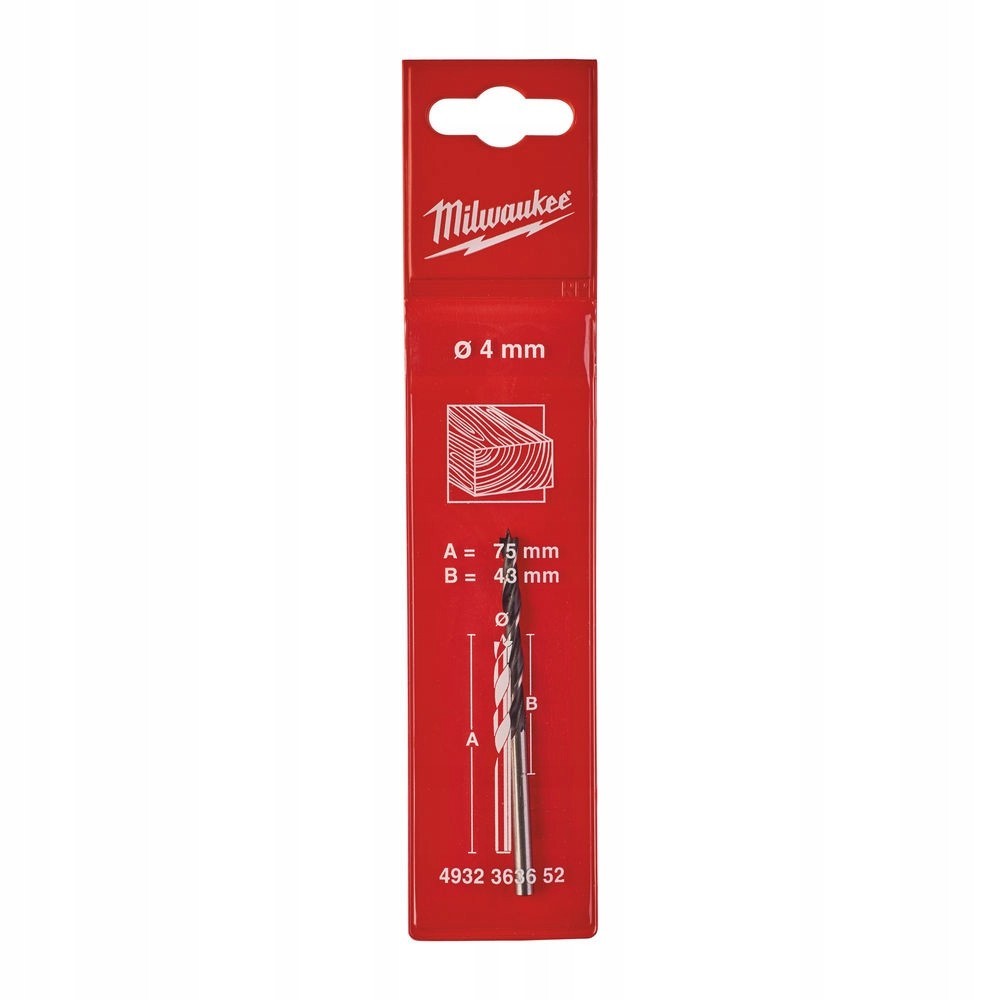 MILWAUKEE WIERTŁO DO DREWNA FI 4 MM x 75 MM- 1 SZT.